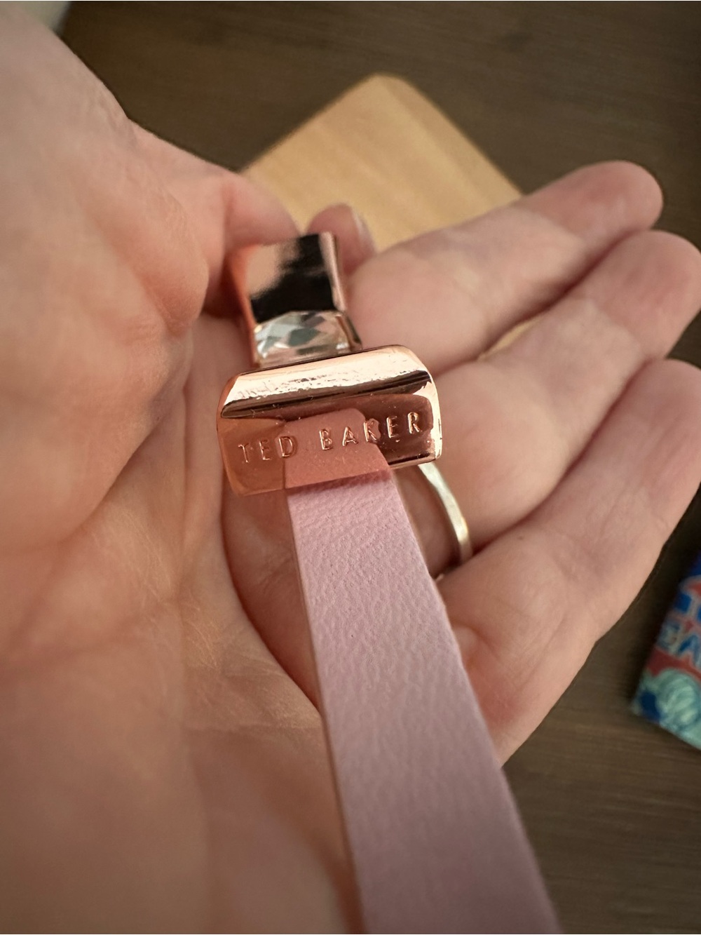 Women's Pink Ted Baker Leather Rose gold Bow Bracelet - Picture 9 of 9